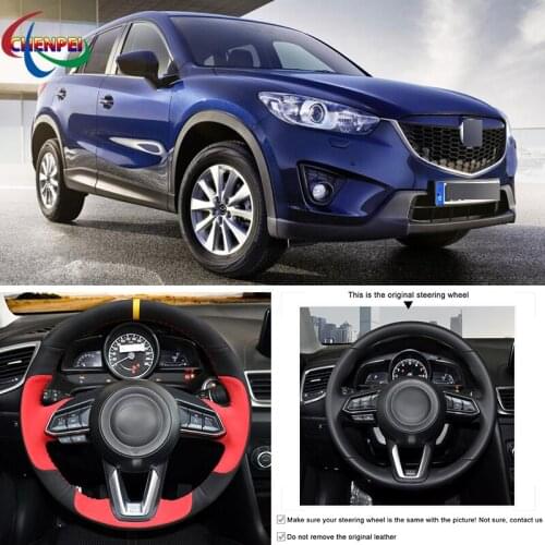 DIY Hand-stitched Non-Slip Steering Wheel Cover For Mazda 3 Mazda 6 CX-3 2018-2019 CX-5 2017-2019 CX-9 Car Interior Decoration