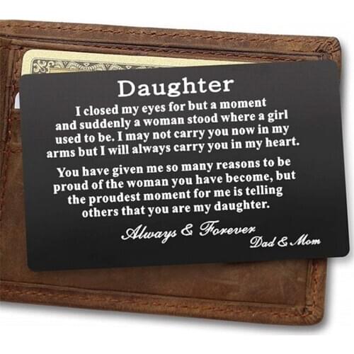 New Year Love Note Boyfriend Gifts Engraved Wallet Cards Inserts Anniversary Gifts party favors Christmas Gifts for Husband Men