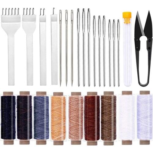 New Leather Sewing Kit With Large-Eye Stitching Needles Hand Sewing Leather Sewing Tools For DIY Leather Craft Set