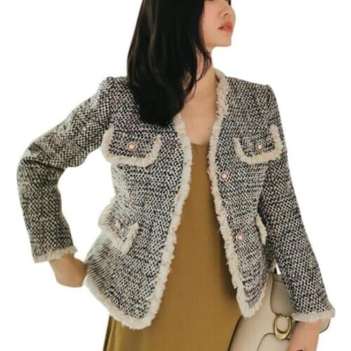Autumn and winter small fragrance Jacket Womens Korean Short fashion casual casual tweed top trend