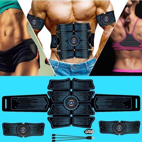 Rechargeable EMS Muscle Abdominal Stimulator Trainer Electrostimulation Fitness Massager Arm Abdomen Muscular Exercise Gym Tools