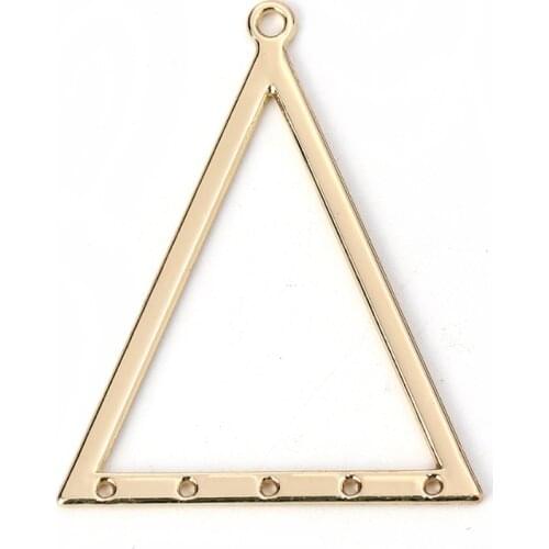 DoreenBeads Zinc Based Alloy Chandelier Connectors Triangle Gold Color Jewelry Accessrioes 39mm(1 4/8") x 31mm(1 2/8"), 10 PCs