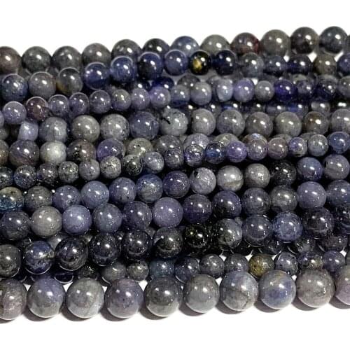 Veemake Natural Genuine Purple Blue Tanzanite Round Loose Gemstone Womens Beads For Jewelry Making Necklaces Bracelets 07019