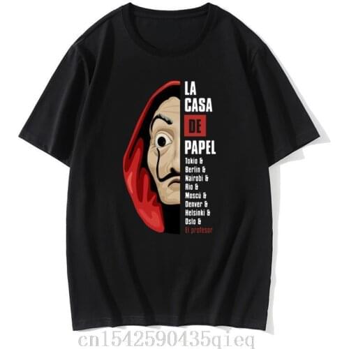 La Casa De Papel Funny T Shirt Money Heist House of Paper Movie Graphic Mens Tops T Shirt Christmas Day Premium Cotton Funky
