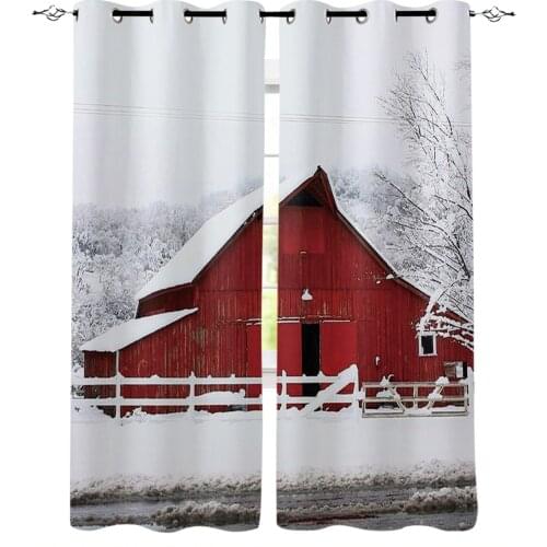 Beautiful Big Red Barn Window Curtains for Living Room Bedroom Kitchen Modern Curtains Home Decoration Drapes Blinds