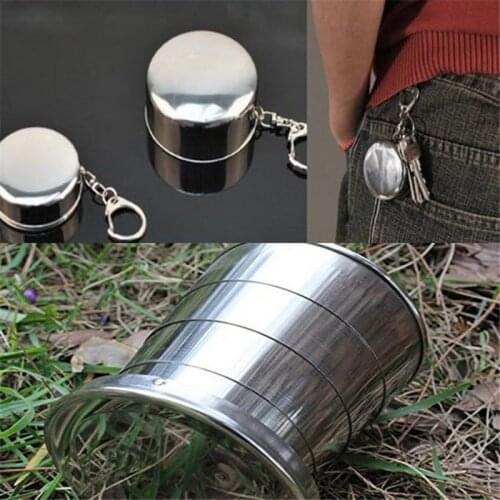 150ML Stainless Steel Camping Folding Water Bottles Traveling Outdoor Camping Hiking Portable Collapsible