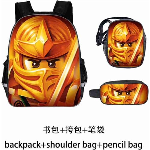 3pcs/Set Kids Mochila Cartoon Ninjago Backpack For Children Teenagers School Rucksack For Girls Boys School Bags