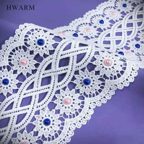 5yard African Arts Craft Screw 3d Lace Fabric Ribbon Blue Pink Beads 10.2cm High Quality Sewing Trim Wedding Dress Accessories
