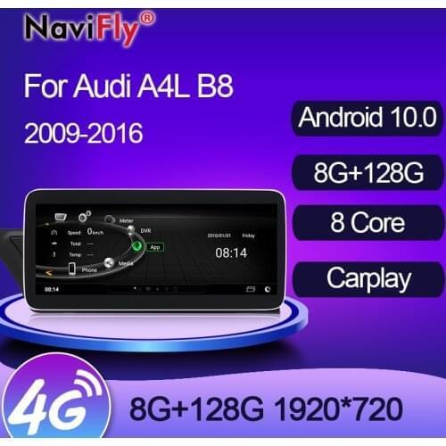 NaviFly 8+128G Car Android Multimedia Navi Display For Audi A4 A5 2009 2010 2011 2012 2013 2014 - 2016 Built In Carplay + Auto