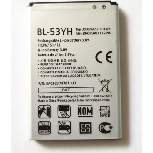 AZK New 3000mAh BL-53YH Battery for LG G3 D830 D850 D851 D855 D857 D858 D859 F400 F460 F470 VS985 LS990 phone battery