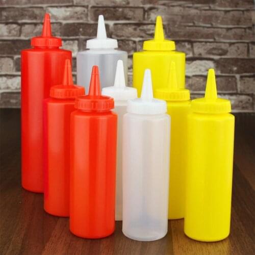 Condiment Squeeze Bottles For Ketchup Mustard Mayo Hot Sauces Olive Oil Bottles Kitchen Gadget Restaurant Bar Utensil 3pcs/Set