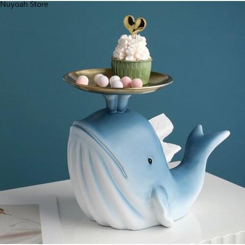 Household Resin Tissue Box Cute Whale Pumping Box Multifunctional Storage Tray Living Room Coffee Table Storage Decoration