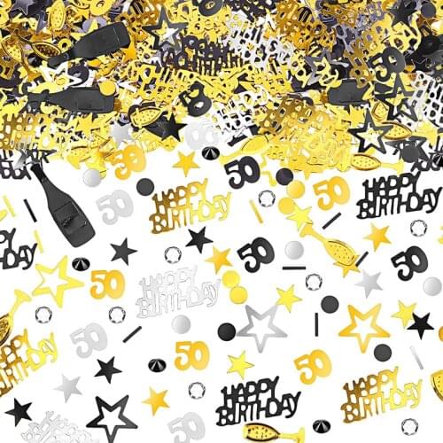 Gold Black And Silver Number Confetti Decoration 30th 40th 50th 60th Birthday Party Anniversary Tabletop Table Scatter Supplies