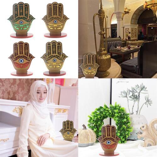 Wooden Islam Eid Mubarak Ramadan Gurban Festival Palm Shaped Home Decoration Crafts Gift Party Decor
