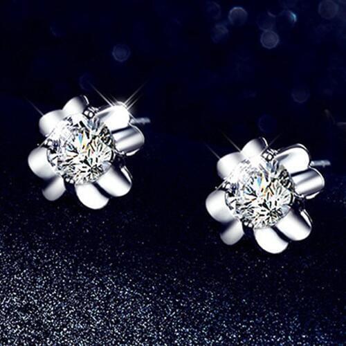 Cheap Marketing New Fashion Earrings Queen Beautiful Shiny Clover Flower Purple Crystal Stud Earrings For Women Pink