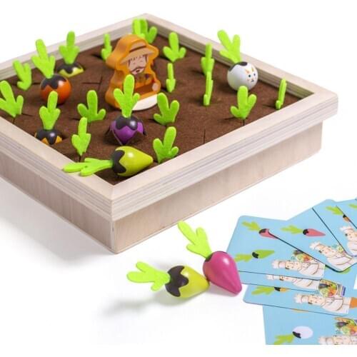 Kids Wooden Memory Board Game Sorting Puzzle Carrots Harvest Developmental Toy