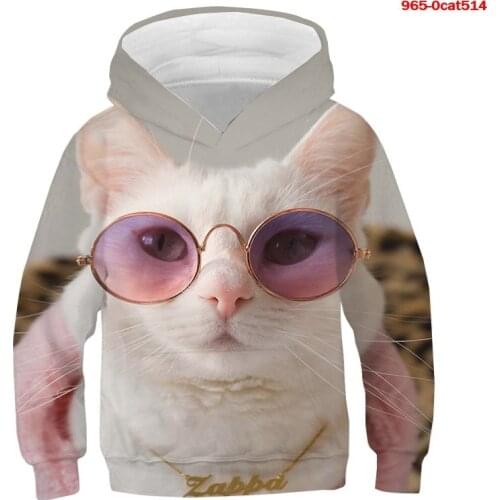 Children Animal Cat 3D Hoodies Girls Boys Cartoon Sweatshirts Harajuku Hooded Pullover Tops Autumn Kawaii Clothes Sudadera Mujer