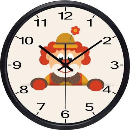 Kid Baby Children Room Clown Bedroom Wall Clock