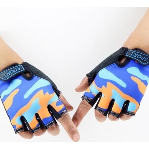 Child Kid Bike Gloves Children Cycling Half Finger Bicycle Gloves High Elastic Non-slip Riding Outdoor Camouflage Equipment