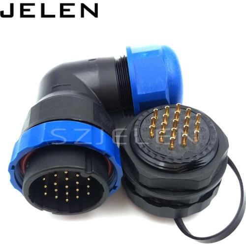SD28TA-ZM, waterproof connector 19 pin, Panel mount connector, 90-degree elbow connector 19 pin plug and socket, IP67