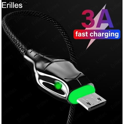 Micro USB Cable Fast Charging Snake head glows 3.0A Microusb Cord For Samsung Xiaomi Android micro usb charger Data Cable Cord3A