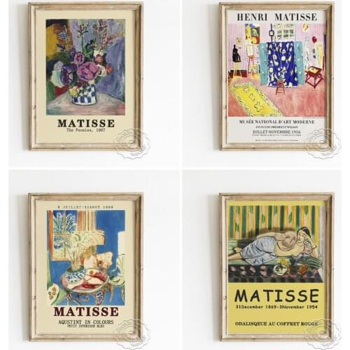 Henri Matisse Exhibition Museum Poster, The Peonies Canvas Painting, Odalisque Au Coffret Rouge Art Prints, Abstract Home Decor