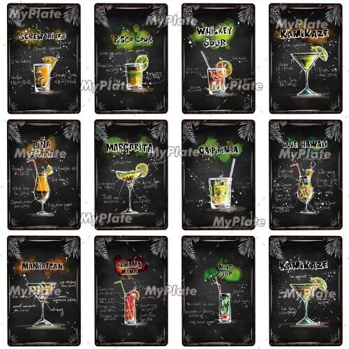 Cocktail Vintage Metal Sign Tin Sign Vintage Decoration Man Cave Plaque Home Wall Decor Bar Sign Home Decor Poster