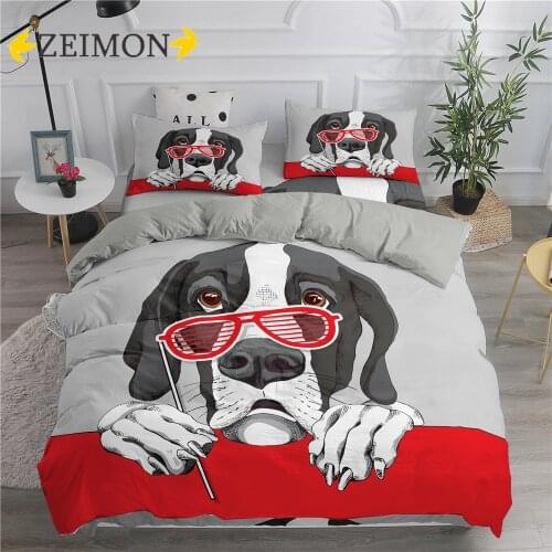 ZEIMON Cartoon Bedding Set Dog Cute Puppy 3D Soft Pet Duvet Cover Queen Twin Full Single Double Unique Design Kids Home Decor