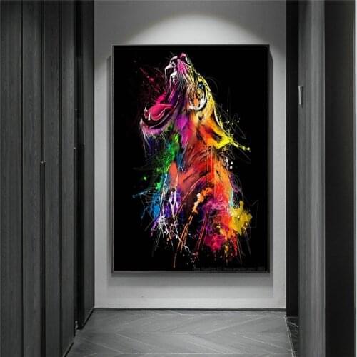 Colorful Tiger Graffiti Art Canvas Painting Abstract Animal Posters and Prints Wall Art Pictures for Living Room Home Decoration