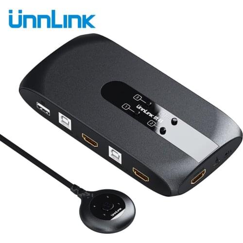 Unnlink 4 Ports HDMI-compatible KVM Switch with Extender 4K 1080 Share 4xUSB Disk Monitor Printer Keyboard Mouse for 4 computers