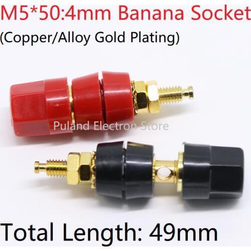 M5x50 4mm Wire Binding Post Copper Banana Socket Plugs Power Amplifier Speaker Terminal Cable Splice Jack Nut Single Connector