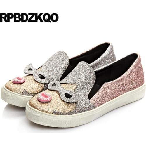 Fashion 10 shallow flats large size women ladies chinese glitter 2019 designer 11 red round toe cheap shoes china pink slip on