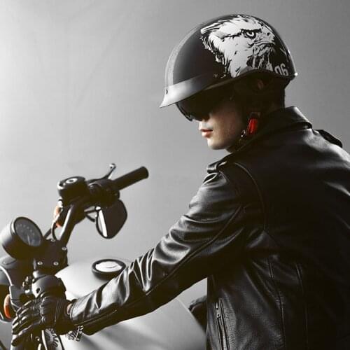 MOTOWOLF Retro Motorcycle Helmet Moto Helmet Scooter Vintage ABS Half Face Biker Motorbike Moto Helmet with Built-in lens visor