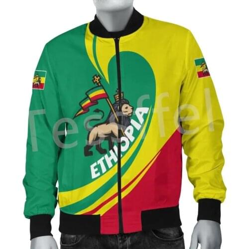 Tessffel Africa Native Tribe Art Ethiopia King County Flag Lion 3DPrint Men/Women Winter Coat Casual Windbreaker Bomber Jacket 3
