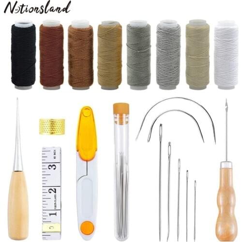 Leather Tooling Kit Hand Sewing Needles Canvas Thread and Needles Tape Measure Large-Eye Stitching Needles for Leather Repair