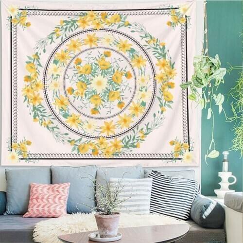 Flower Print Tapestry Wall Hanging Plant Pattern Decorative Polyester Carpet Home Decor Bedroom Tapestry Wall Fabric