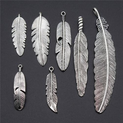New Big Leaf Feather Charms Pendant For Bracelet Earrings Jewelry Diy Accessory