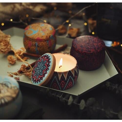 Tin Box Plant Soy Oil Romantic Aromatherapy Candle Cup Fragrant Candle Romantic Byzantine style