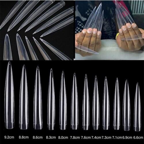 50pcs Stiletto False Nail Clear Extra Long Sharp Curve Nail Art Tips Square Artificial Half Cover Acrylic Fake Nail Tools Kit