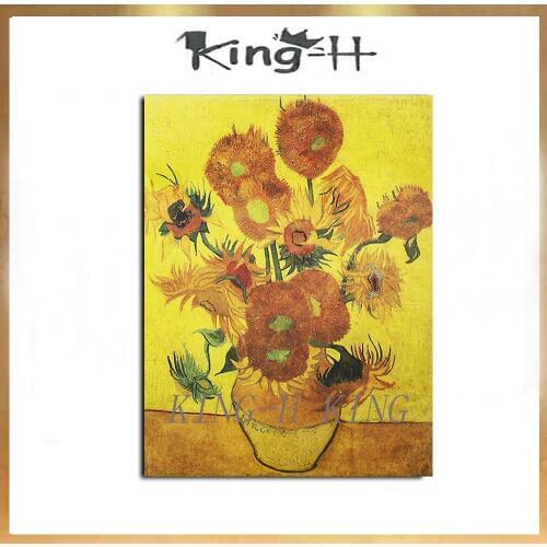 Hand-painted retro brown van gogh sunflowers modern abstract art posters wall stickers decoration oil painting hotel lobby bar c