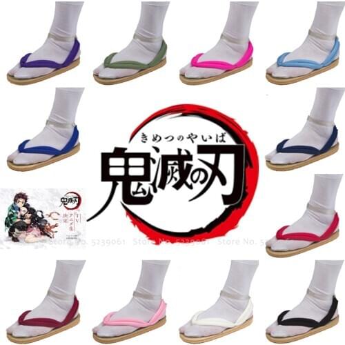 Adult Kids Demon Slayer Kimetsu No Yaiba Anime Cosplay Shoes Kamado Tanjirou Nezuko Sandal Geta Clogs Agatsuma Zenitsu Flip Flop