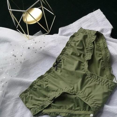 Sexy Panties Comfort Cotton Womens Underpants Solid Color Low Waist Ice Silk Underwear Simple Fold Lace Seamless Thong