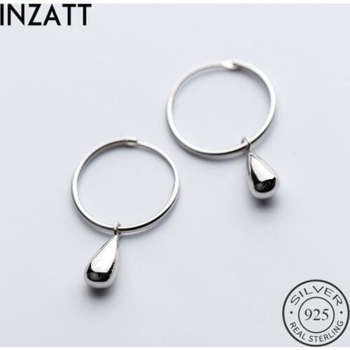 INZATT Real 925 Sterling Silver Water Drop OL Hoop Earrings For Women Wedding Party Elegant Fine Jewelry 2020 Accessories Bijoux
