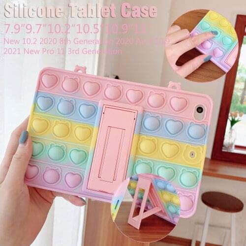 Relive Stress Fidget Toys Push It Bubble Silicone Tablet Case For IPad Mini Air 2 3 4 10.9 7th 8th 10.2 9.7 2017 2018 Cover