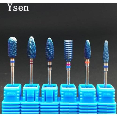 6 Type Blue Tungsten Carbide Burrs Nano Coating Nail Drill Bit Metal Bits For Manicure Nail Drill Accessories Nail Mills