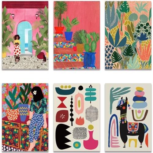 Modern Multicolored Abstract Garden PLants Wall Art Canvas Painting Picture Posters and Prints Gallery Aisle Unique Home Decor