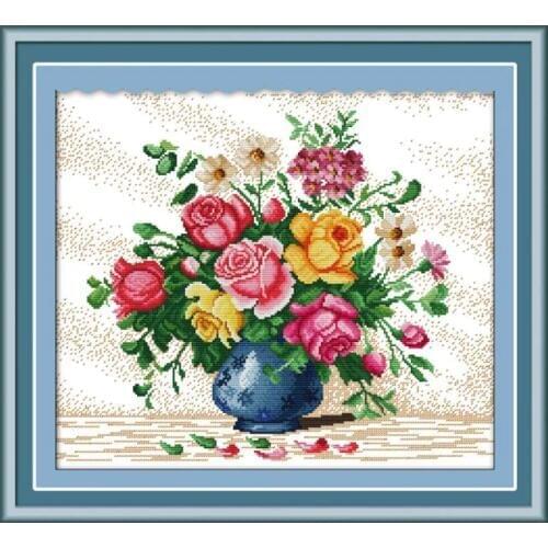 Splendid vase cross stitch kit flower 18ct 14ct 11ct count printed canvas stitching embroidery DIY handmade needlework