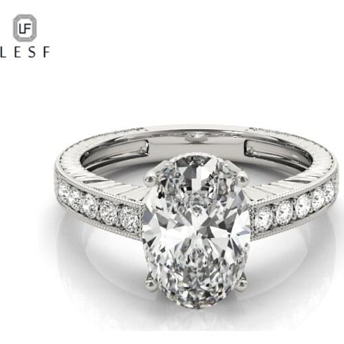 LESF New 925 Sterling Silver Women 3 ct CZ Jewelry Rings Elegant Engagement Wedding Finger Ring Female Fine Jewelry Gift