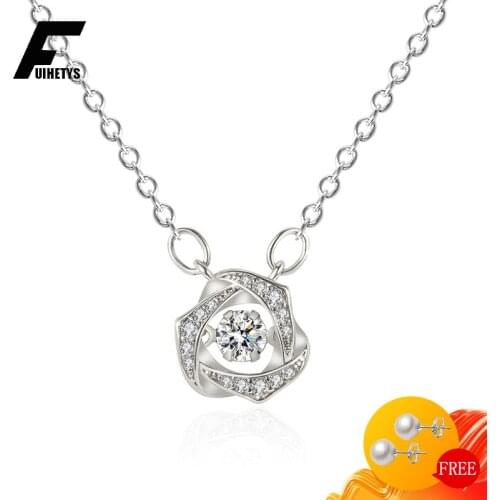 Trendy 925 Silver Jewelry Women Necklace with Zircon Gemstone Pendant for Female Wedding Engagement Party Accessories Wholesale