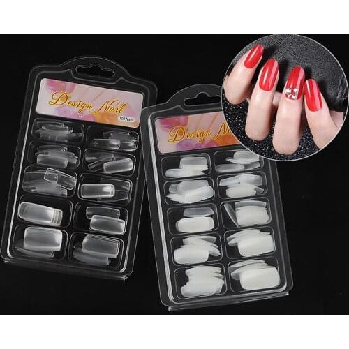1 Box 100pcs Tips Transparent White Half Cover False French Nail Art Artificial Acrylic Gel UV Manicure Design Set DIY Tool